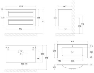 Подвесная тумба под раковину Art&Max Platino 100см белый глянцевый AM-Platino-1000-2C-SO-BL-Cer